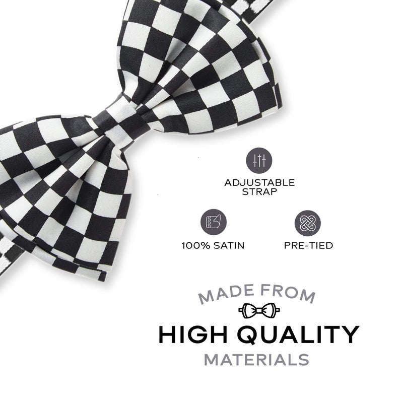 Man of Men - Menâ€™s Pre â€“ Tied Bow Tie Black and White Formal Bowtie - Image 2